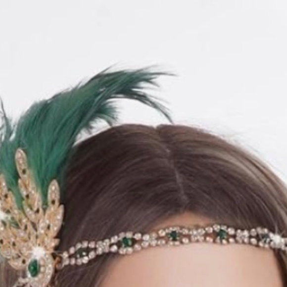 NWOT Green 1920s Flapper Feather Headband Roaring 20s Gatsby Headpiece Women's - Picture 3 of 7